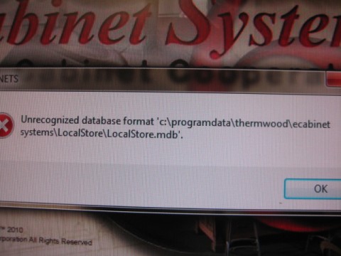 UNRECOGNIZED DATABASE FORMAT ERROR MESSAGE