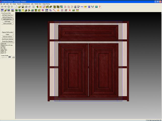 In Door Editor things look like they'll be OK after having already matched texture for the doors in Main.  Face Frame looks to be in the proper stock as well...