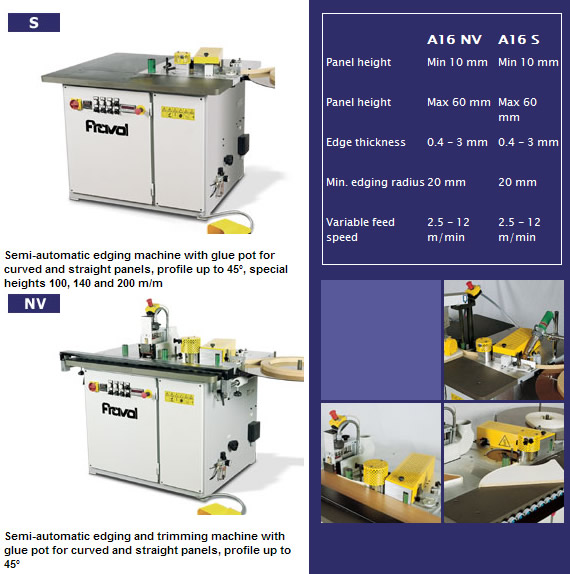 Fravol Semi-Automatic A16 Edgebander Specifications