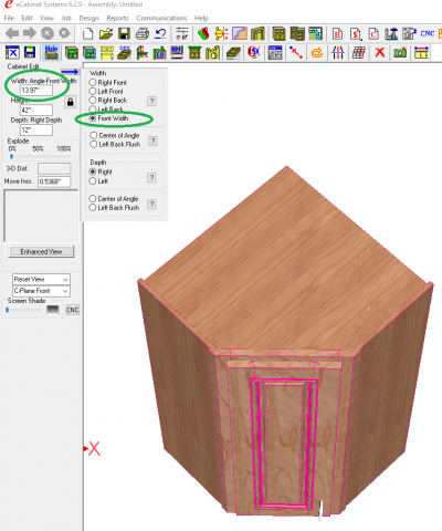 After making your changes, go back and change the front width value that's circled to your opening size. I didn't change my scribe. I left it the same and only changed the width of the stiles.