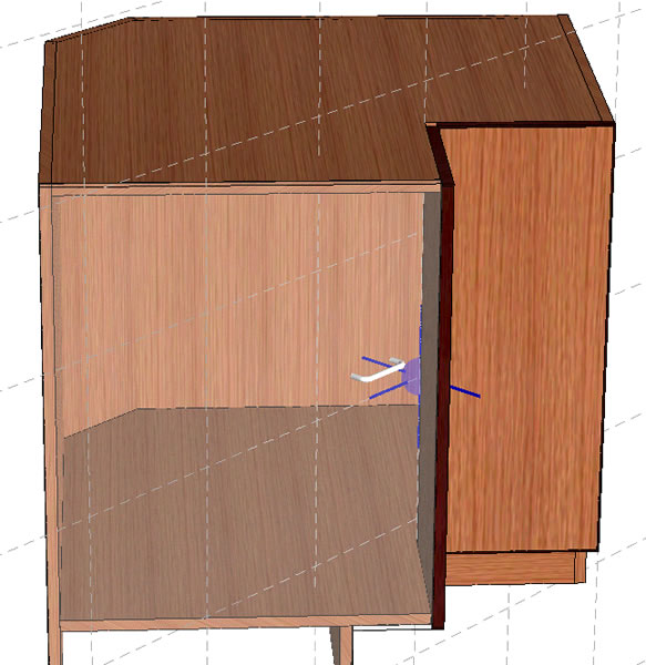 Floating Handle in corner cabinet