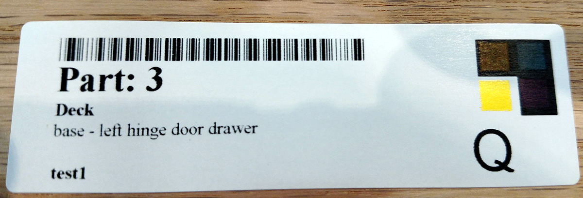 Single color-coded Cut Ready part label