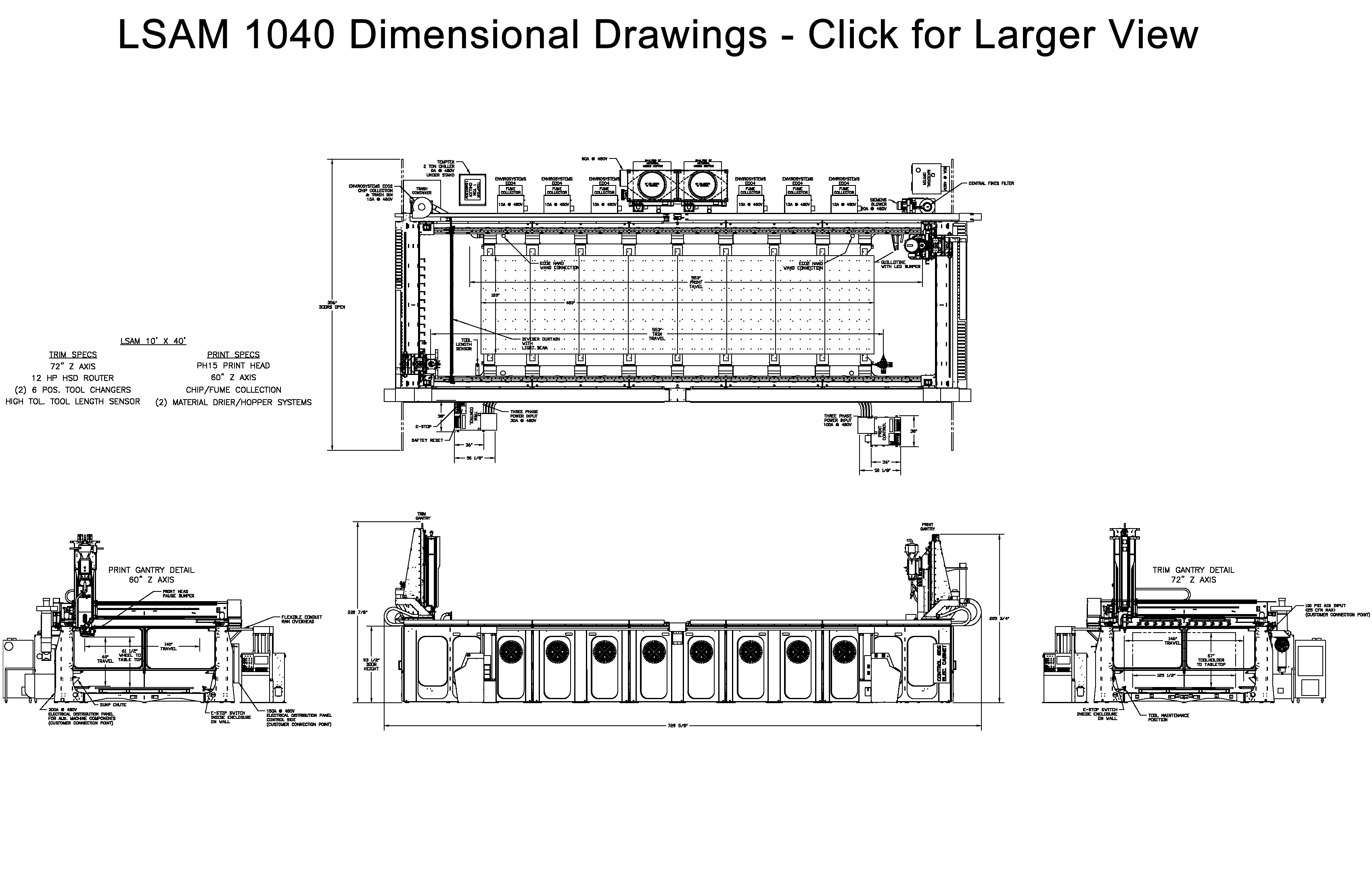 LSAM 1040 Dimensional Drawings Shown