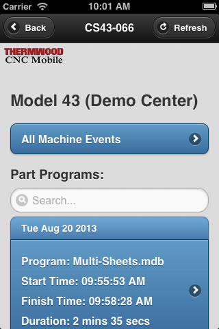 Machine Events Screenshot